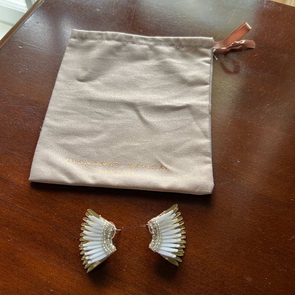 Mignonne Gavigan Mini Size Madeline Earrings Ivory Gold